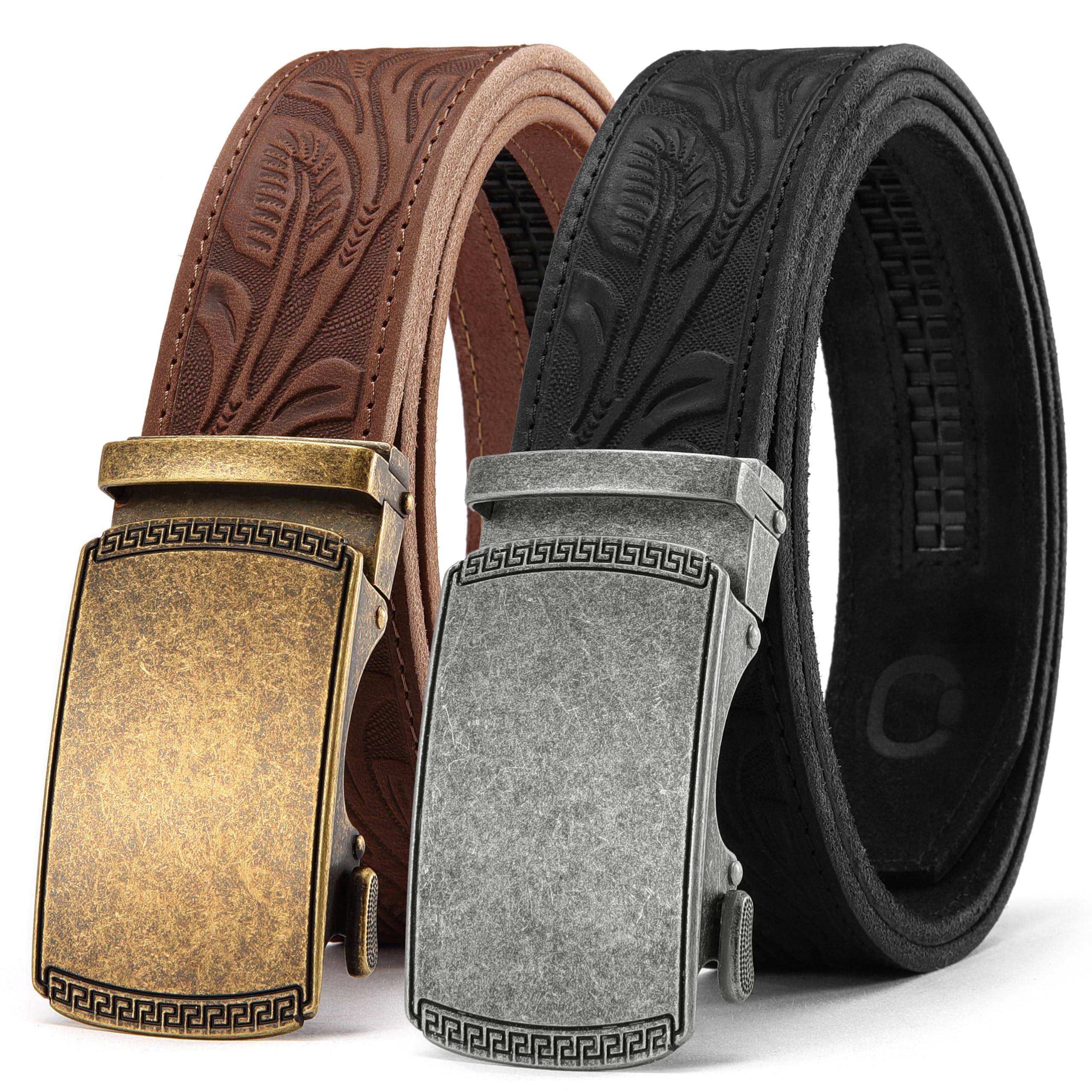 CHAOREN Leather Ratchet Belt Men 2 Pack - Customizable Fit, Effortless Style (35mm)