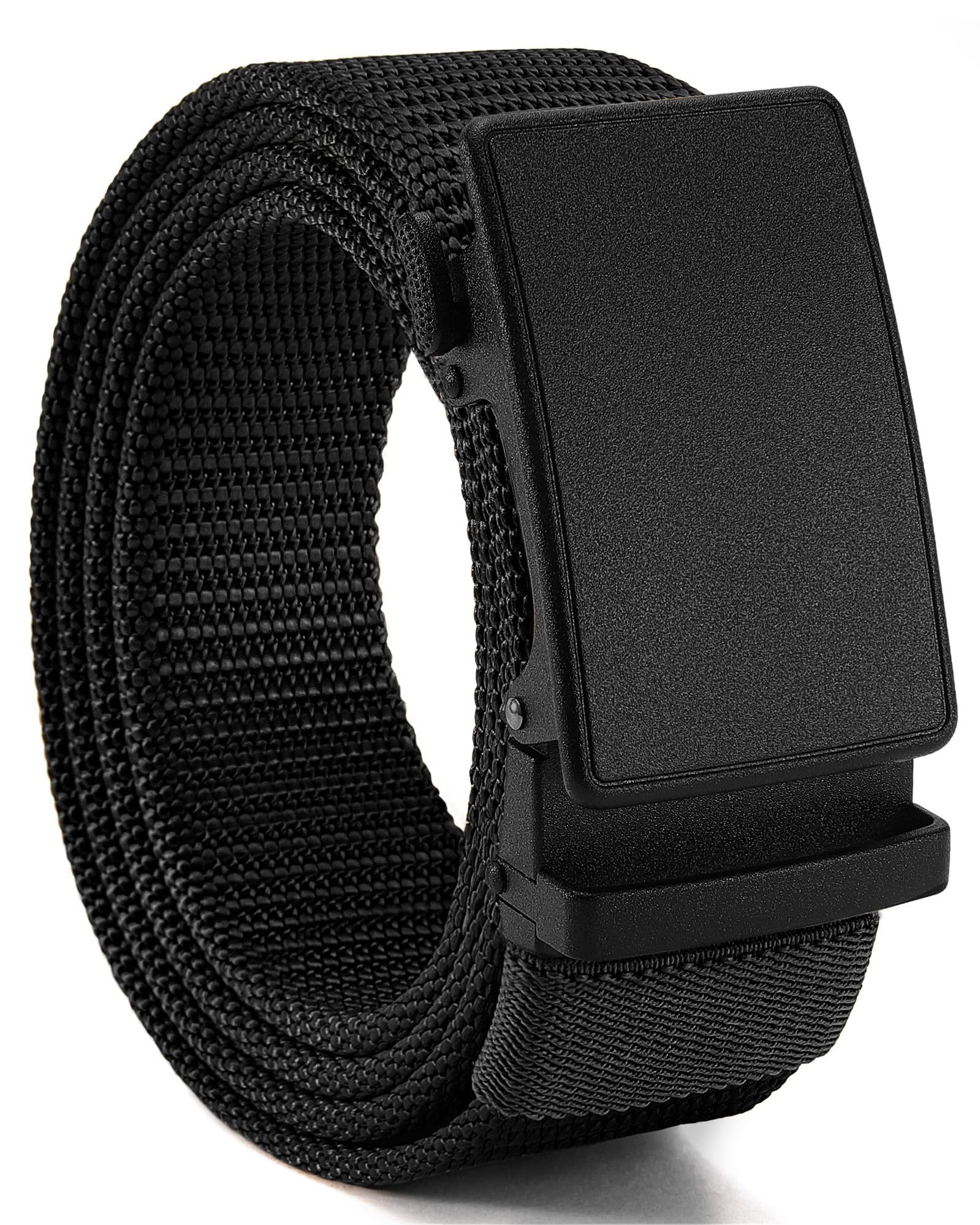 CHAOREN 1.5" Nylon Ratchet Belts for Men - Adjustable Casual Work Belt with Slide Buckle - Trim to Fit