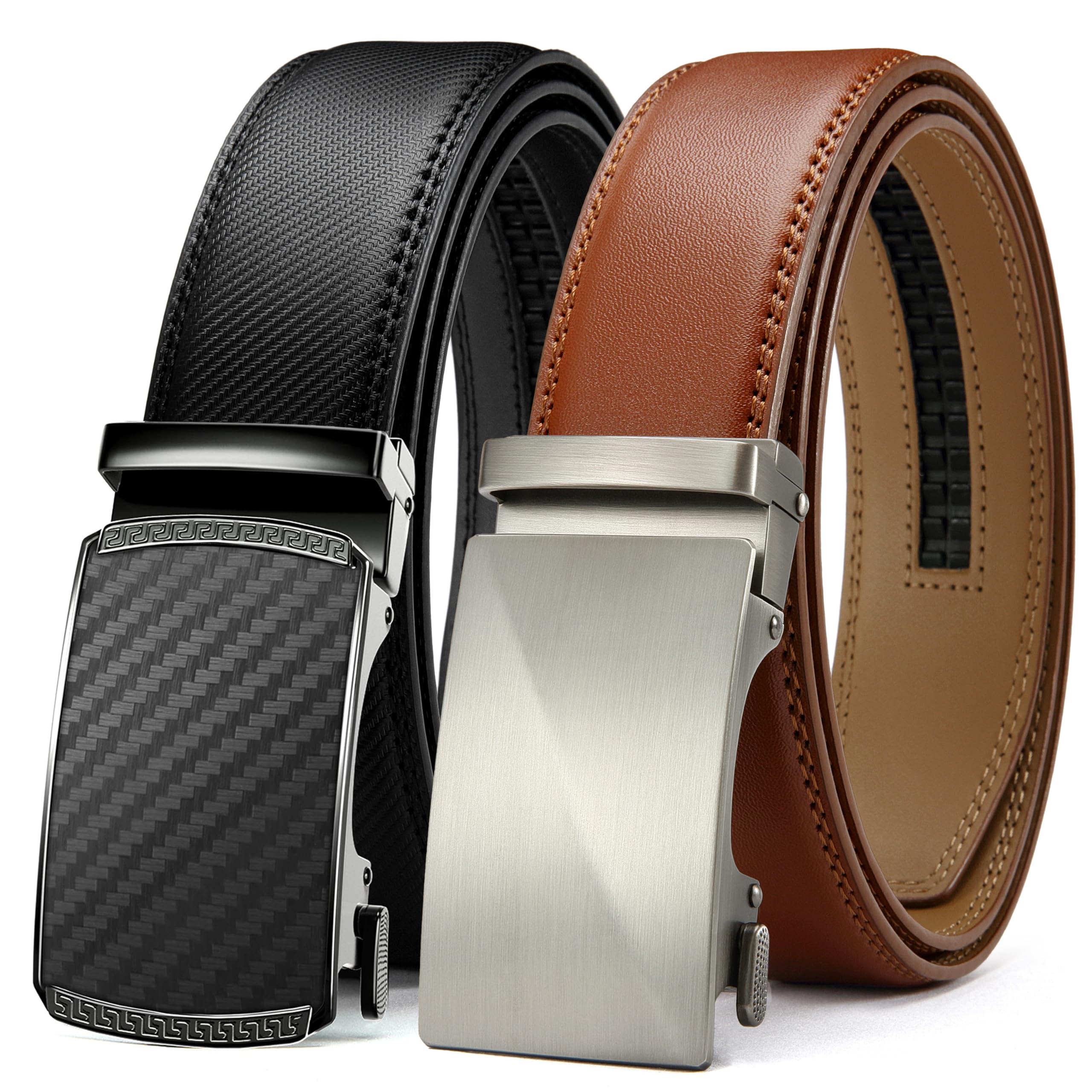 CHAOREN Leather Ratchet Belt Men 2 Pack - Customizable Fit, Effortless Style (35mm)