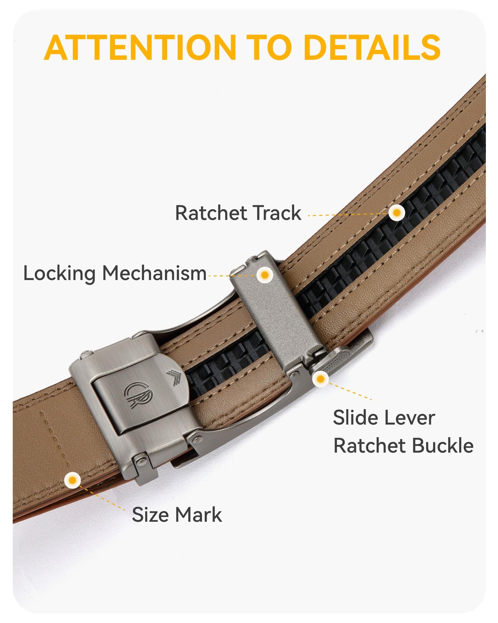 CHAOREN Leather Ratchet Belt Men 2 Pack - Adjustable Fit Dress Belt