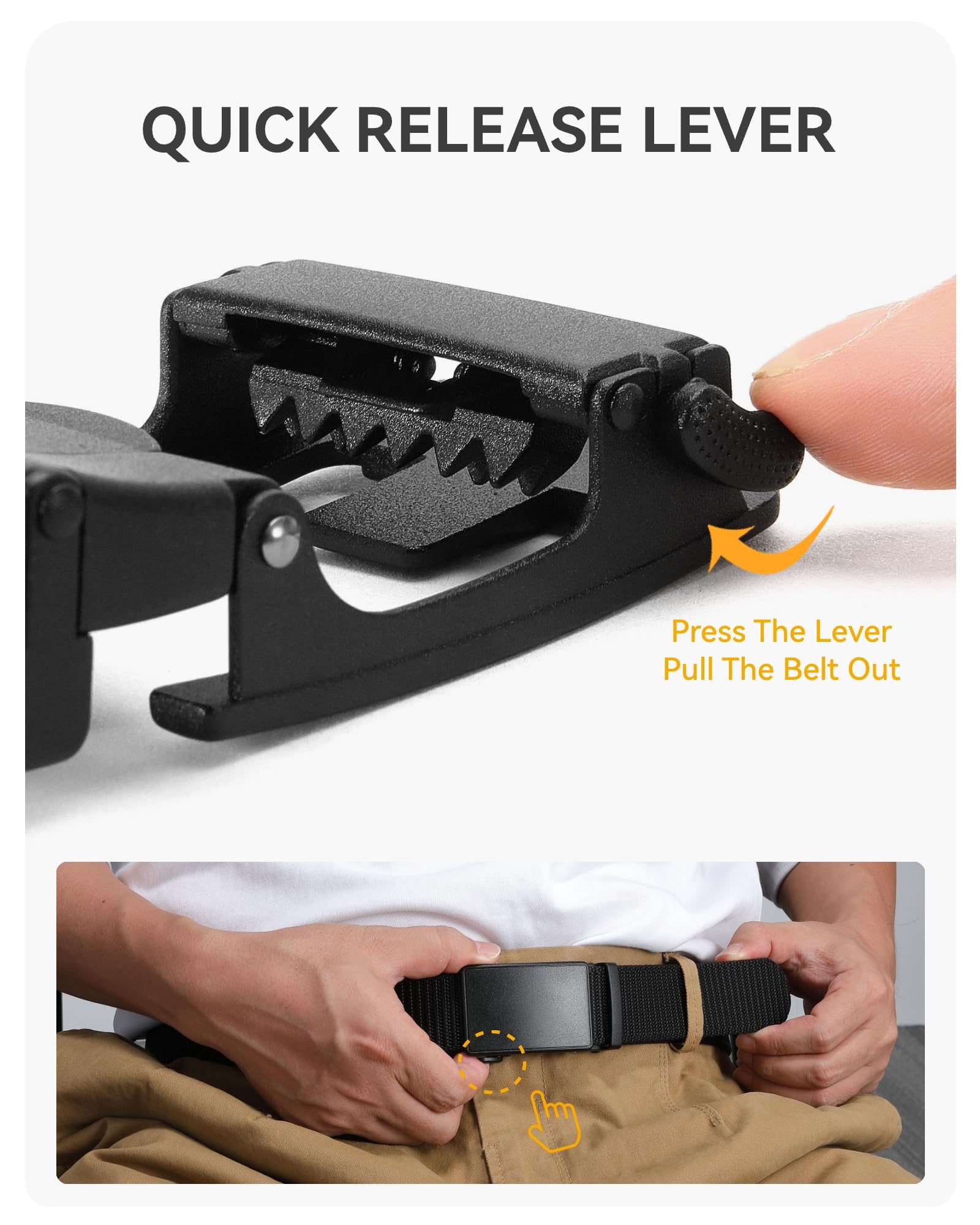 CHAOREN 1.5" Nylon Ratchet Belts for Men - Adjustable Casual Work Belt with Slide Buckle - Trim to Fit