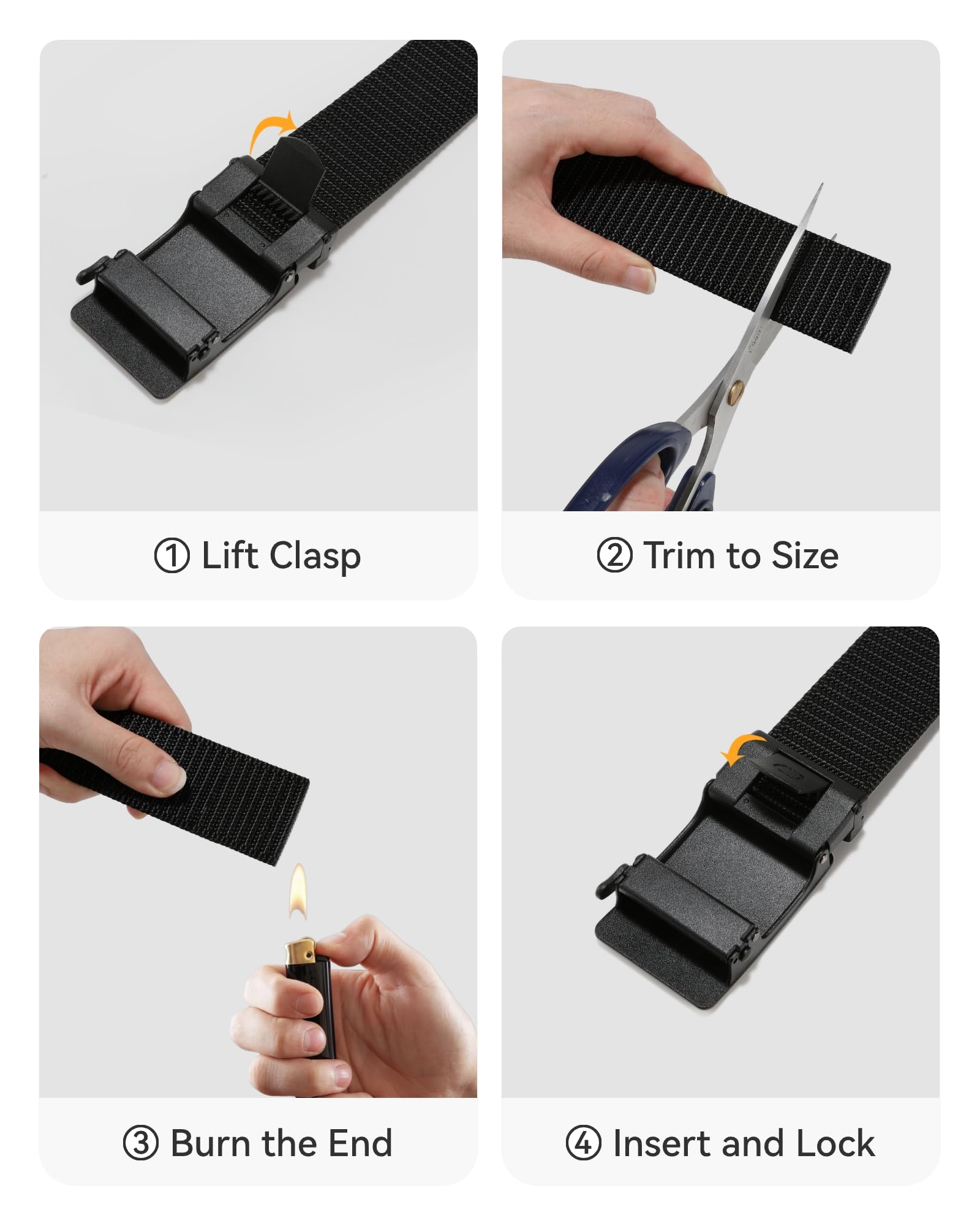 CHAOREN 1.5" Nylon Ratchet Belts for Men - Adjustable Casual Work Belt with Slide Buckle - Trim to Fit