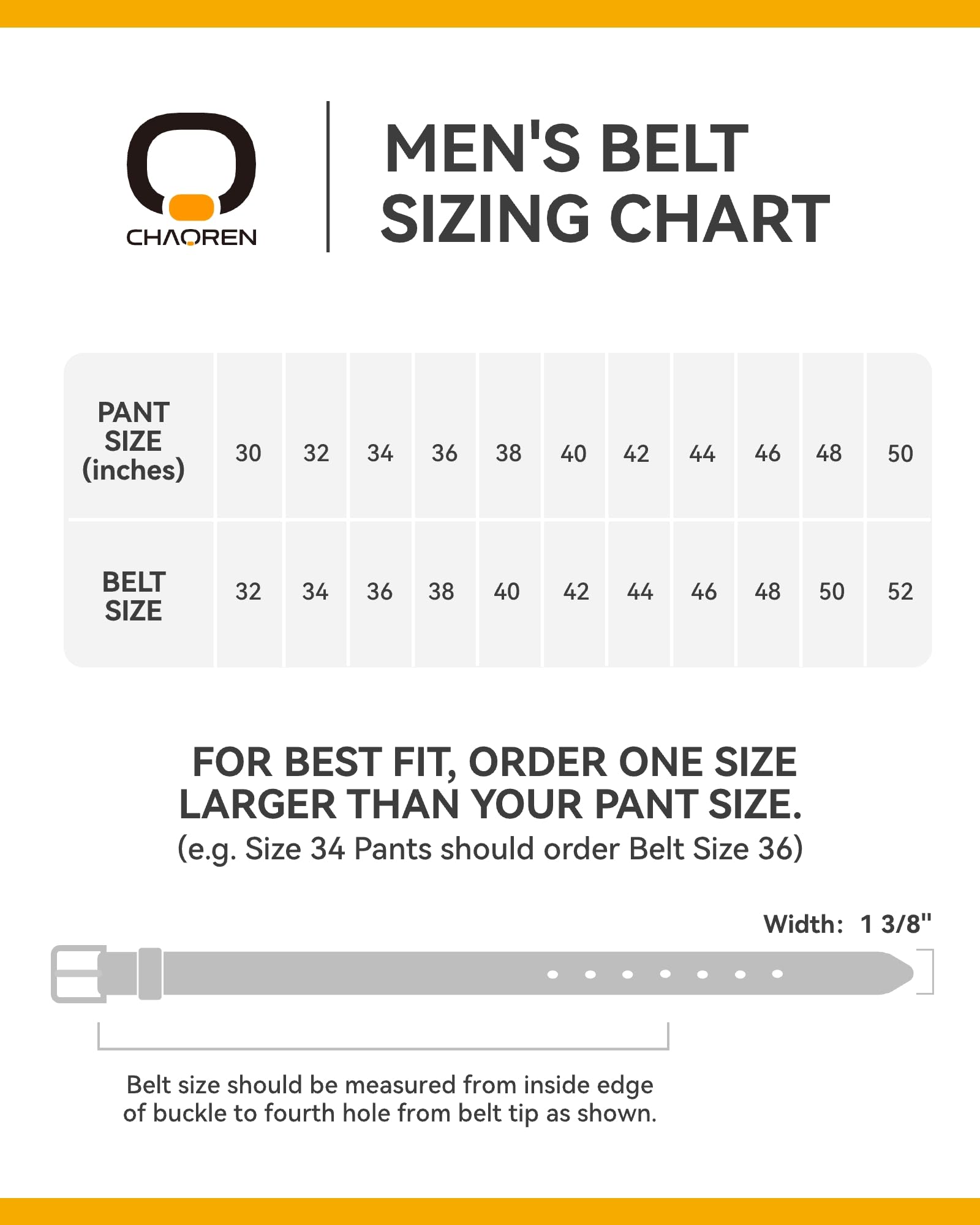 CHAOREN Leather Belt for Men - 35mm Men Belts for Jeans Casual and Dress - Mens Gift for Him