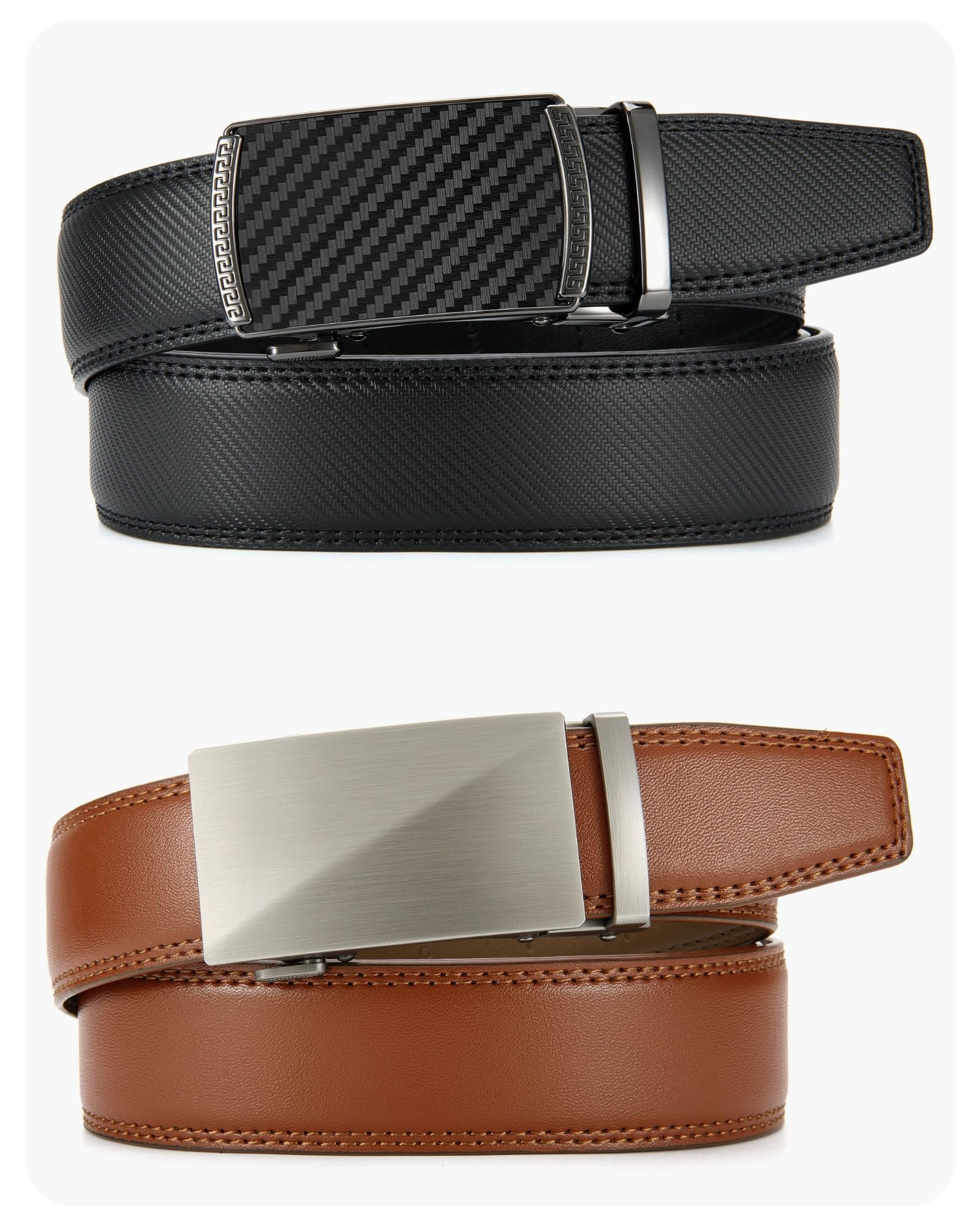 CHAOREN Leather Ratchet Belt Men 2 Pack - Customizable Fit, Effortless Style (35mm)