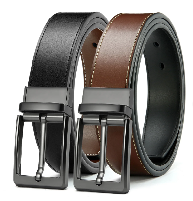 CHAOREN Reversible Mens Belts Leather, 1 3/8" Dress Leather Belts for Men, Two Styles in One Belt
