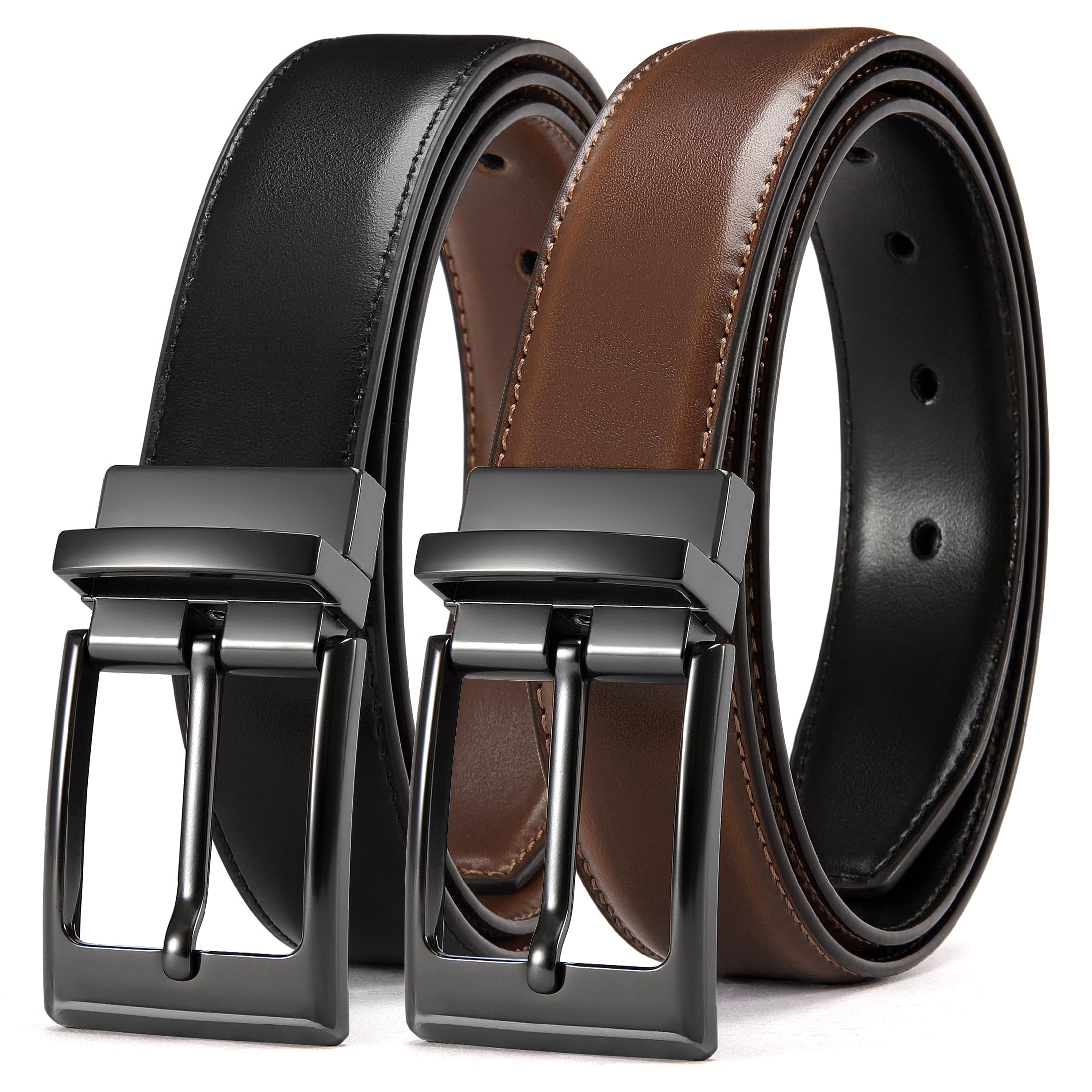 CHAOREN Mens Belts Leather - 1.25" Reversible Belts for Men for Dress Pants - 2 Styles in One Belt