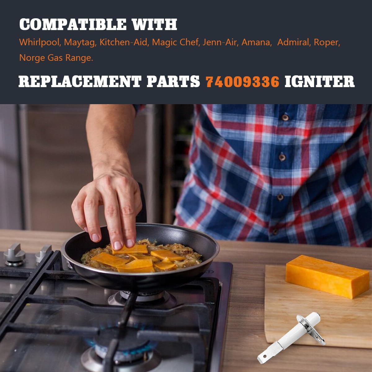 74009336 Oven Range Electrode Burner Spark Igniter for Whirlpool & KitchenAid & Kenmore-YAOAWE