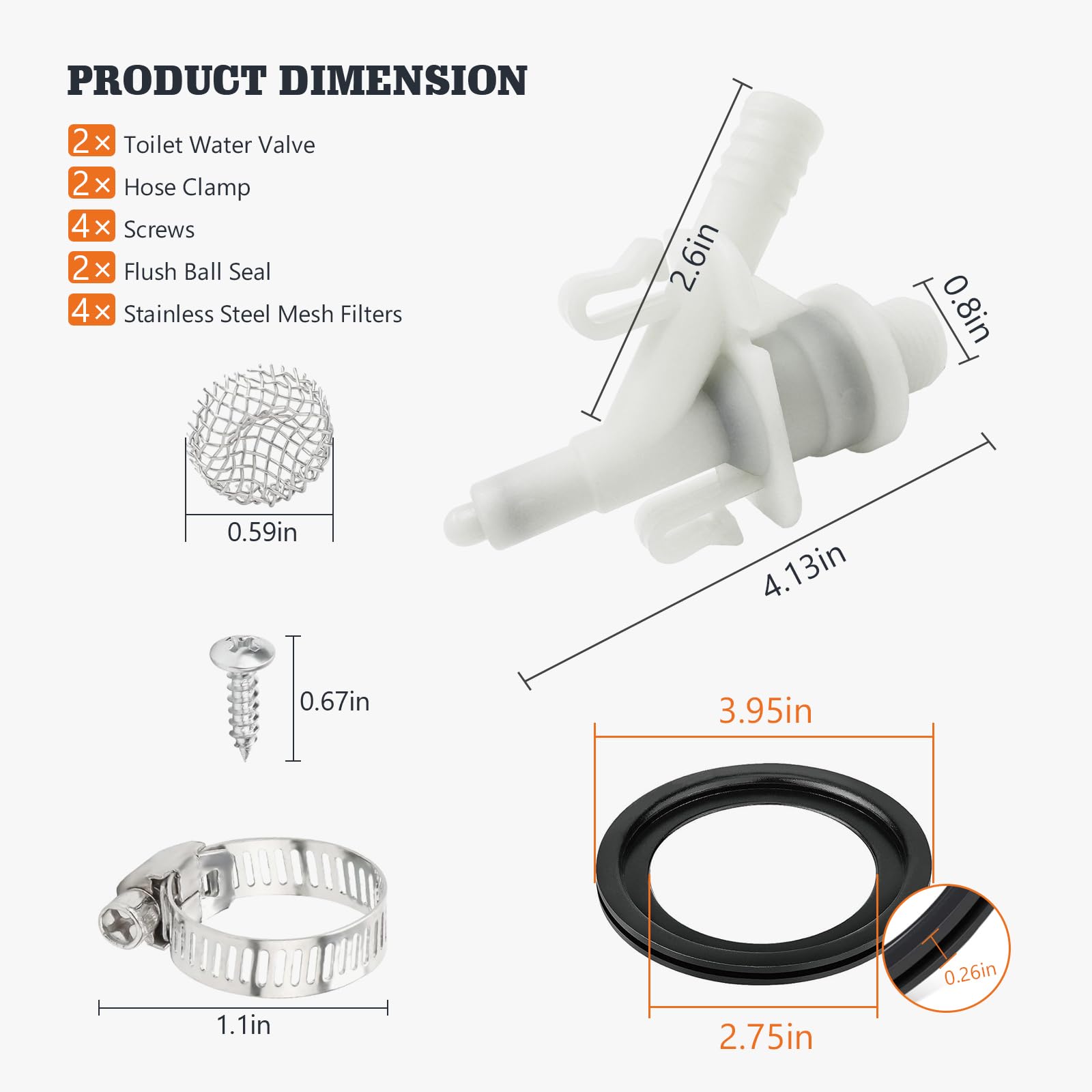 2PCS 385311641 Water Valve Kit for Sealand and Dometic Toilets Series 300, 310, 320-YAOAWE