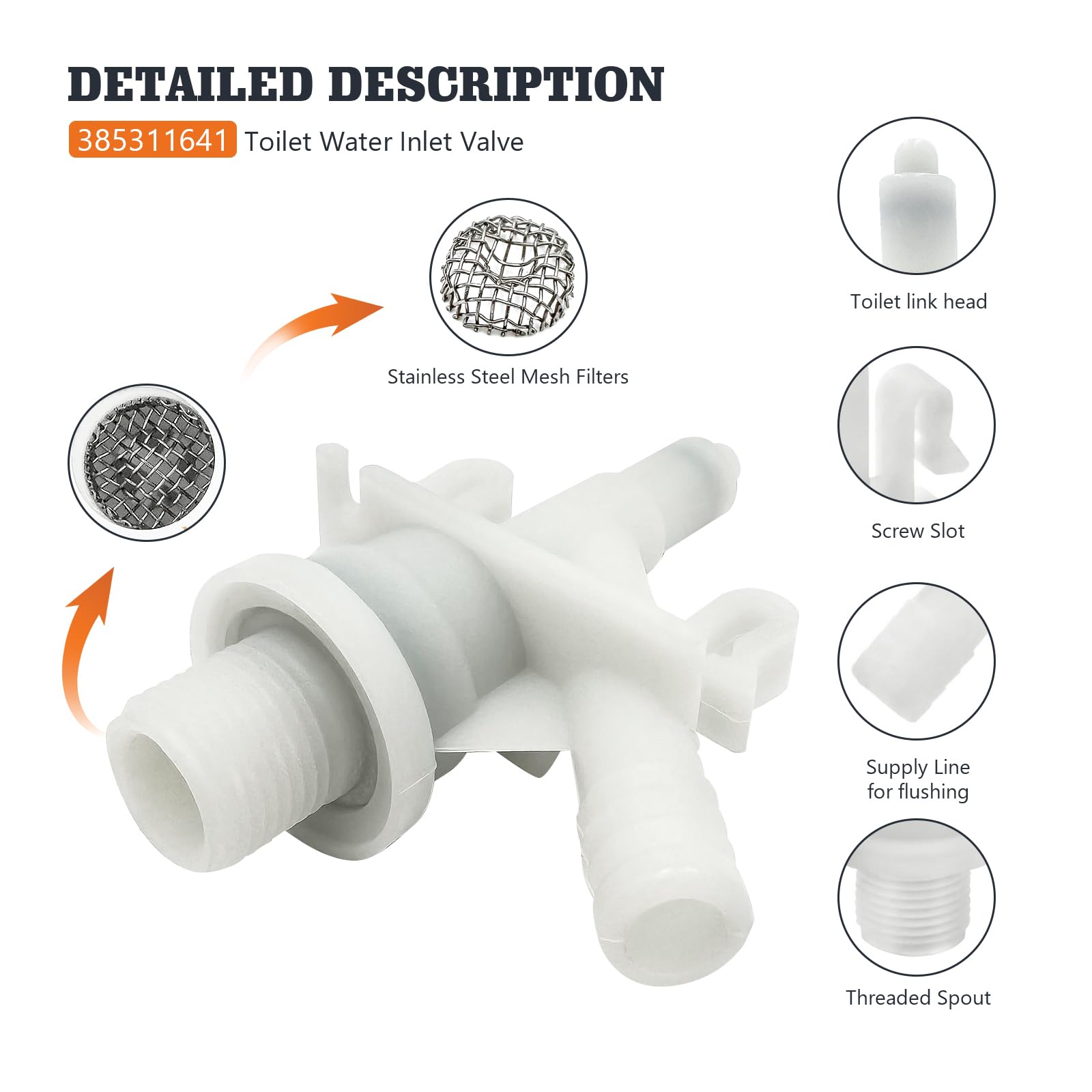 2PCS 385311641 Water Valve Kit for Sealand and Dometic Toilets Series 300, 310, 320-YAOAWE