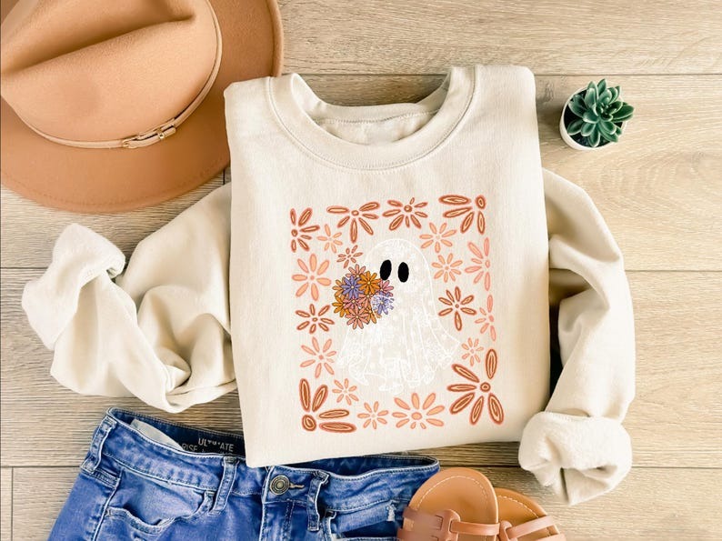 Orange Floral Ghost Sweatshirt