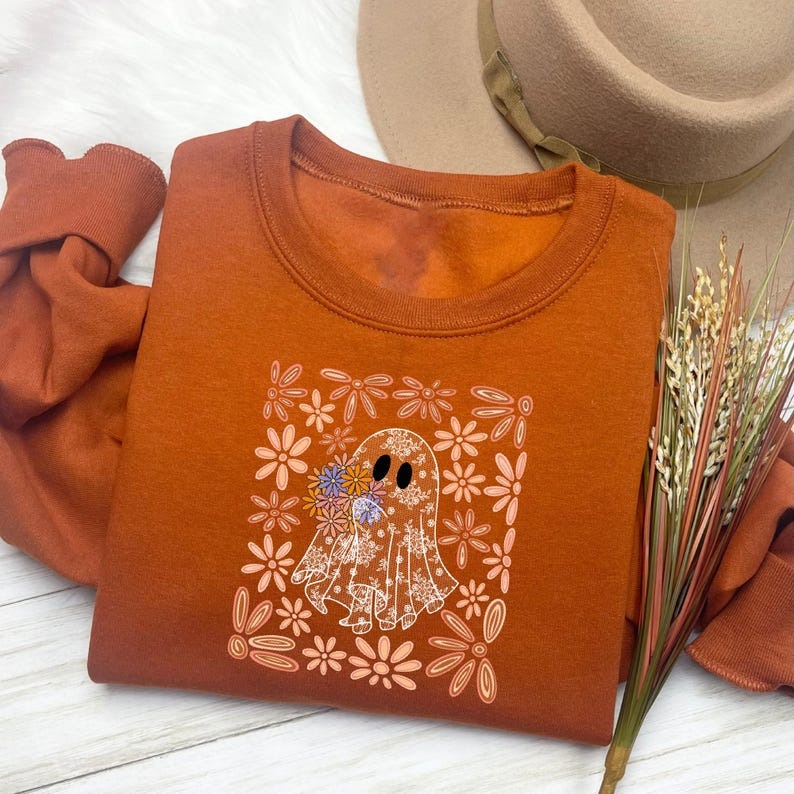 Orange Floral Ghost Sweatshirt