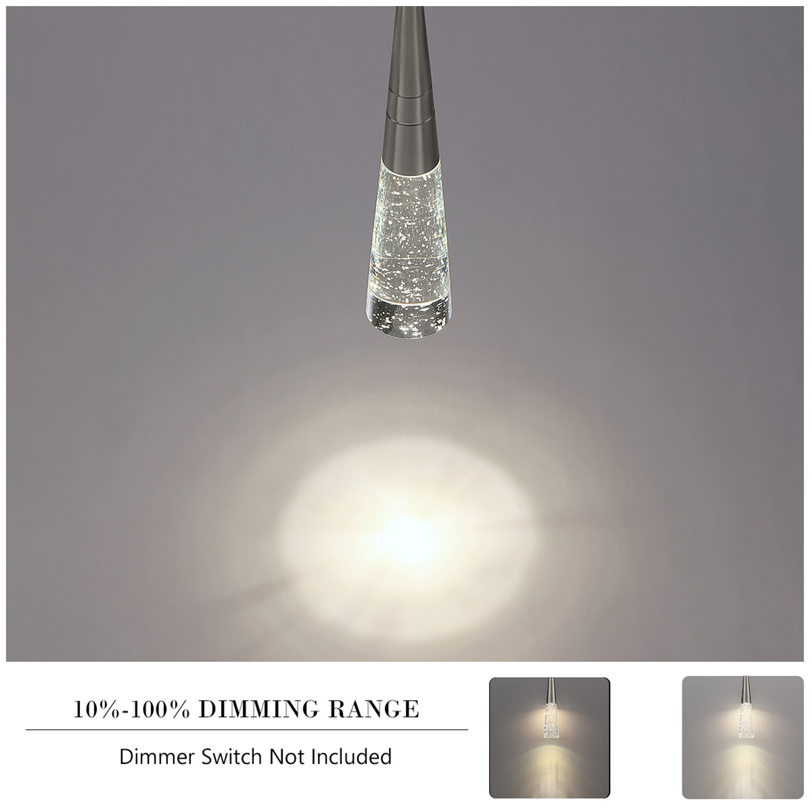 JoollySun Modern Crystal Pendant Light - Brushed Nickel Mini Hanging Pendant Light for Kitchen Island Bathroom