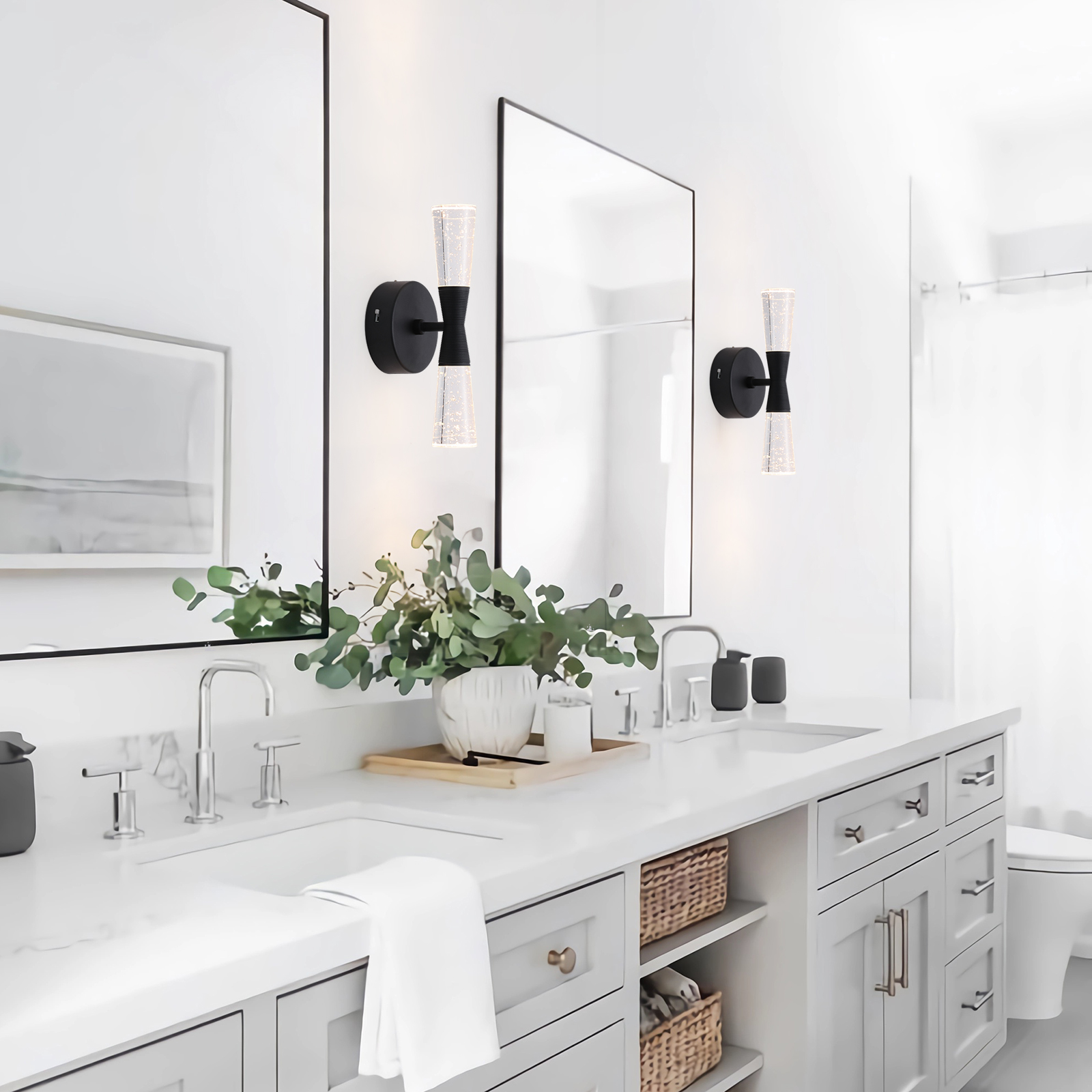 JoollySun Modern Crystal Wall Sconce - Matte Black