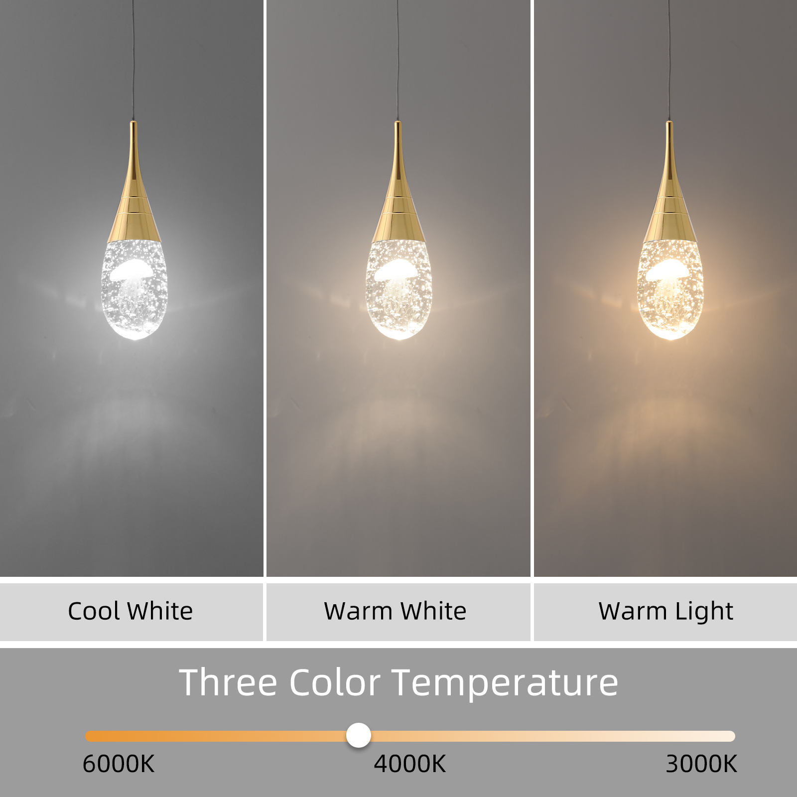 JoollySun Mini Crystal Pendant Light with Teardrop Crystal for Kitchen Island Bathroom