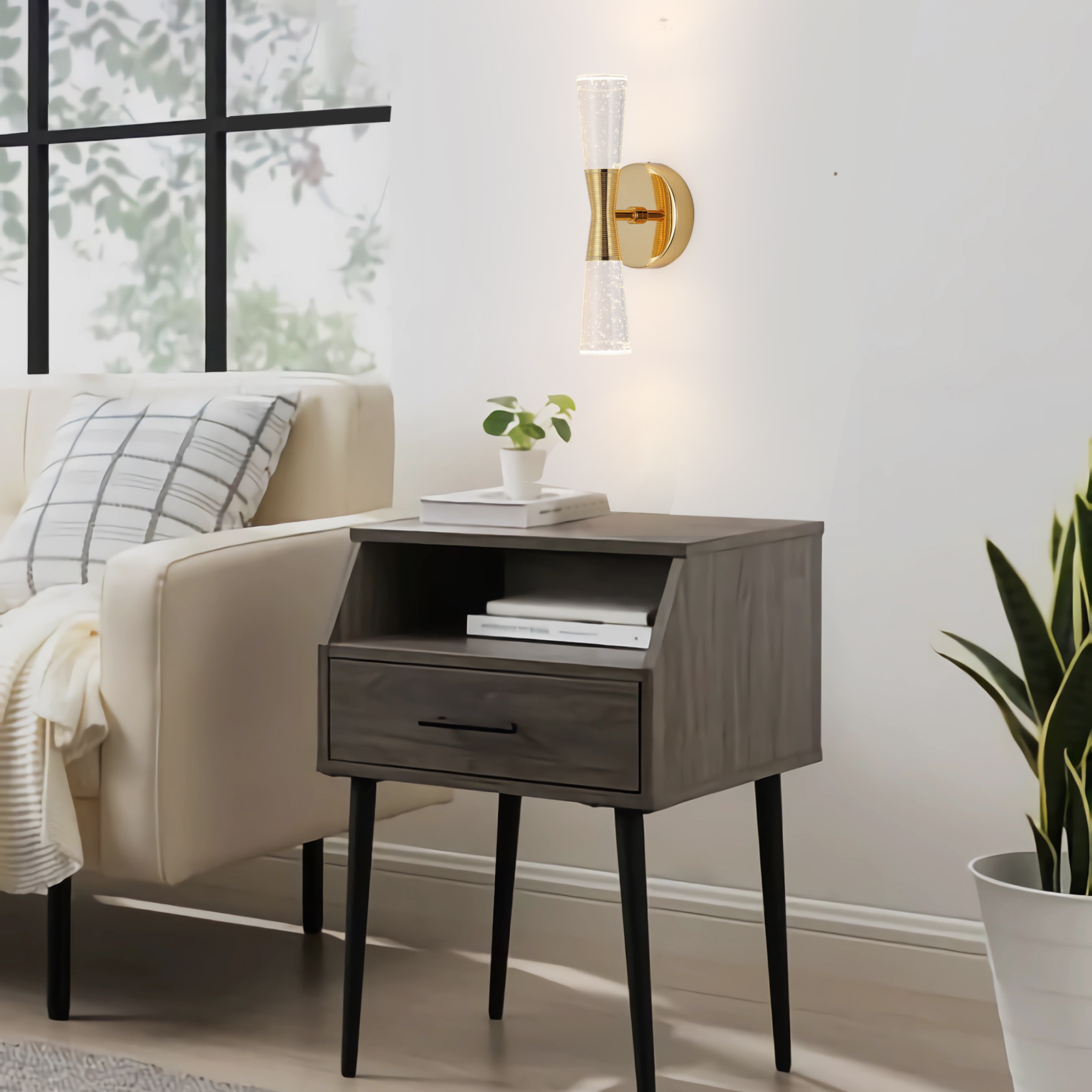 JoollySun Modern Crystal Wall Sconce - Polished Gold 