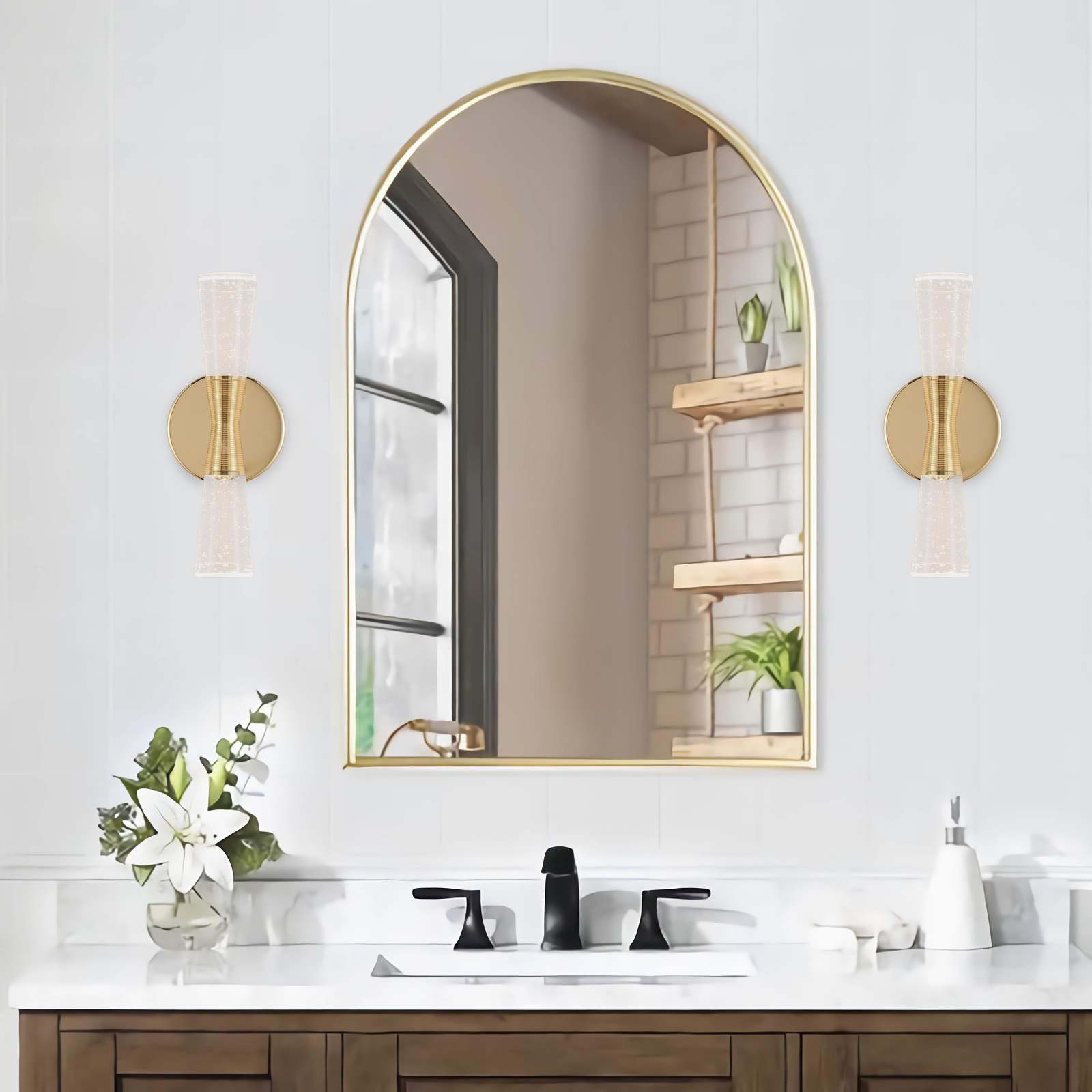 JoollySun Modern Crystal Wall Sconce - Polished Gold 