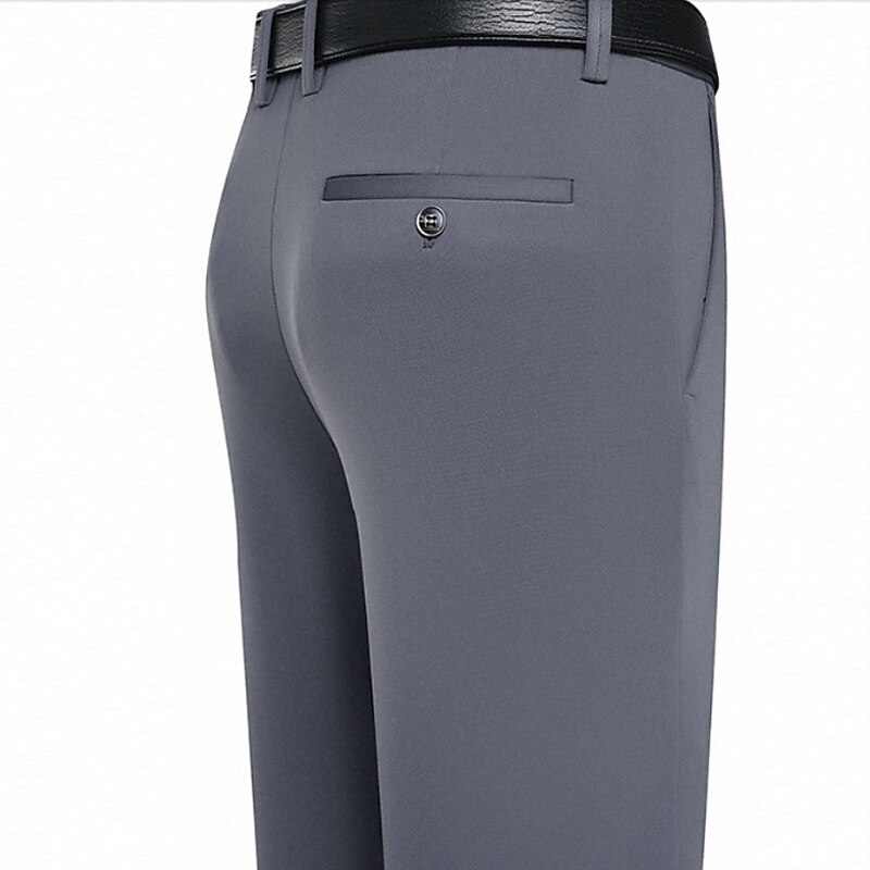 Men's Trousers Dress Pants Slacks Flat Front Pants Suit Pants Straight Leg Geometry Stretch  Formal Wedding Business Classic Style Casual Black Royal Blue High Waist Stretchy