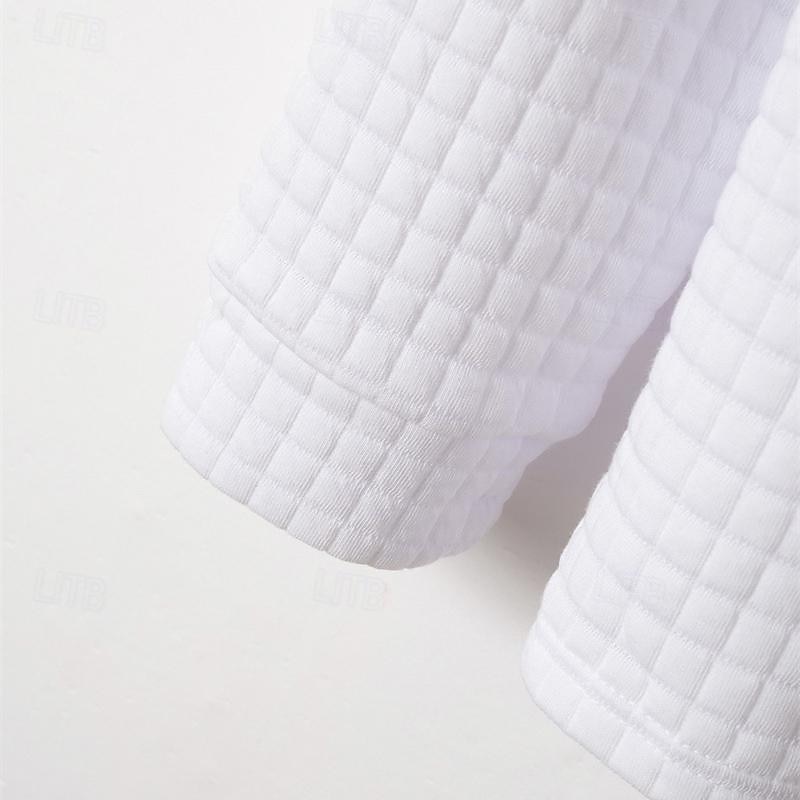 Men's Waffle Polo Shirt Quarter Zip Polo Daily Holiday Quarter Zip Long Sleeve Fashion Modern Plain Pocket Spring &  Fall Regular Fit Black White Navy Blue Orange Light Grey Dark Gray Waffle Polo