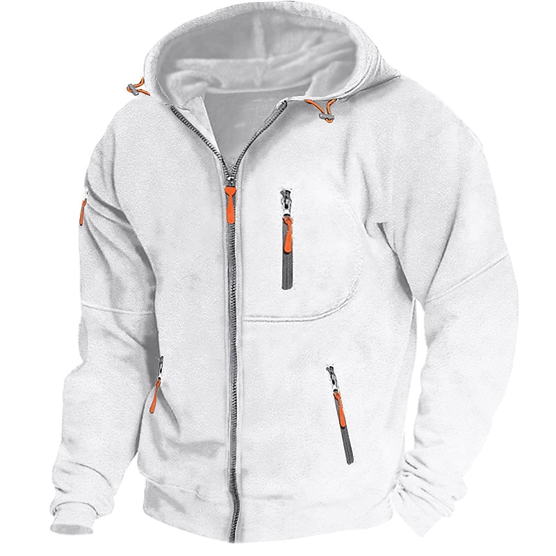 Men's Hoodie Full Zip Hoodie Fleece Hoodie Black White Wine Navy Blue Royal Blue Hooded Plain Zipper Pocket Sports & Outdoor Daily Holiday Streetwear Cool Casual Spring &  Fall Clothing Apparel