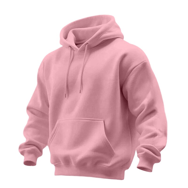 Men's Hoodie Pullover Hoodie Sweatshirt Apricot Black White Yellow Pink Hooded Plain Kangaroo Pocket Sports & Outdoor Casual Daily Streetwear Cool Sportswear All Seasons Clothing Apparel Hoodies