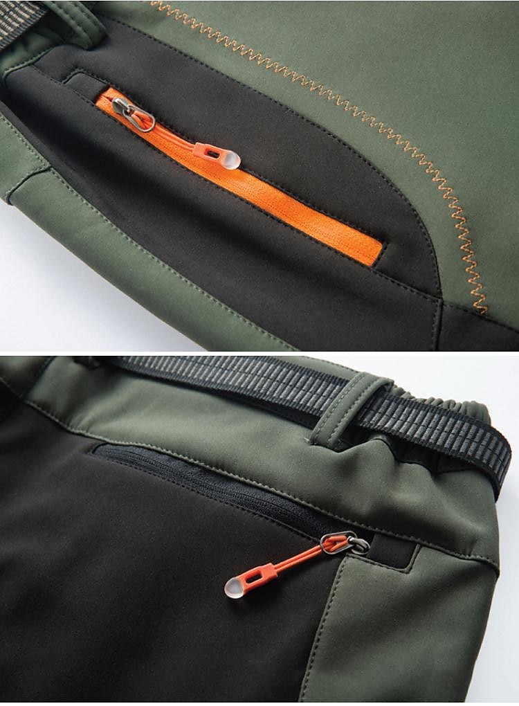 Men's Fleece Lined Pants Waterproof Hiking Pants Trousers Softshell Pants Winter Outdoor Thermal Warm Windproof Fleece Lining Pants / Trousers Bottoms Army Green Gray Black Hunting Fishing Climbing