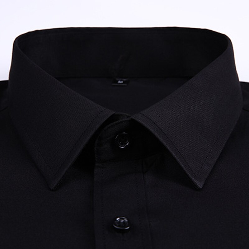 Men's Shirt Dress Shirt Light Blue Black White Long Sleeve Plain Lapel Summer Office & Career Wedding Party Clothing Apparel