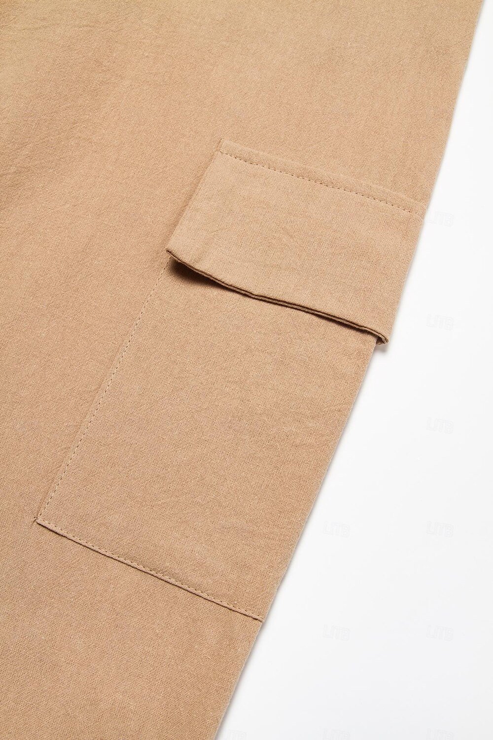 Men's Cargo Pants Linen Pants Trousers Summer Pants Drawstring Multi Pocket Straight Leg Plain Comfort Breathable Outdoor Daily Going out Linen / Cotton Blend Fashion Casual White