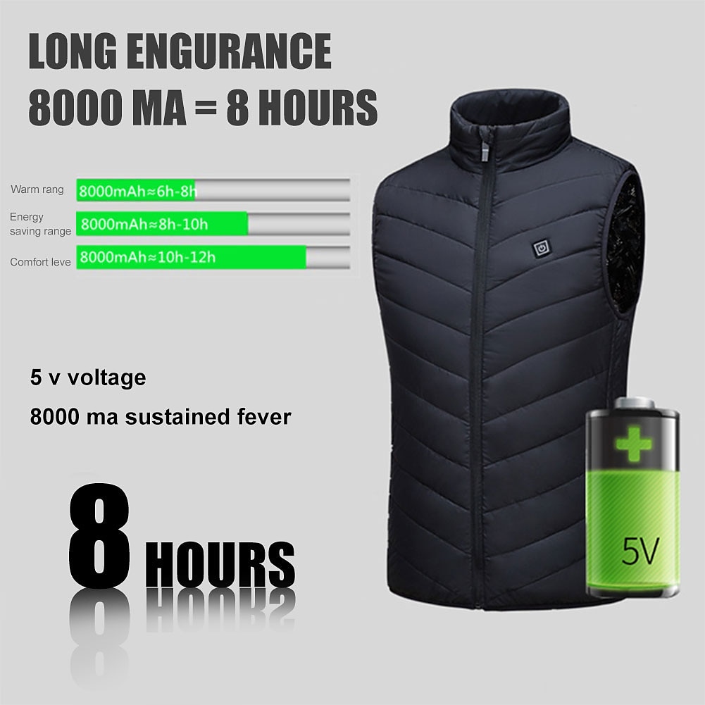 4/9 Heating Zones Vest Electric USB Heated Jacket by Graphene Men Women Warm Sportswear Coat For Camping Plus Size Snow Winter