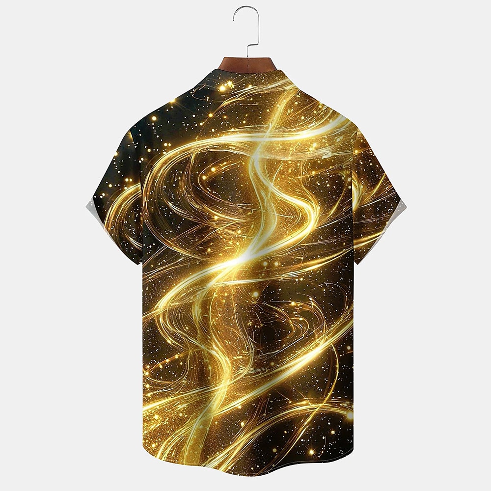 Men's Geometric Marble Abstract Art Shirt Summer Shirt Button Up Shirt Short Sleeve Fashion Casual Outdoor Vacation Dailywear Summer Spring Turndown 3D Print Collared Shirts Front One Pocket Khaki