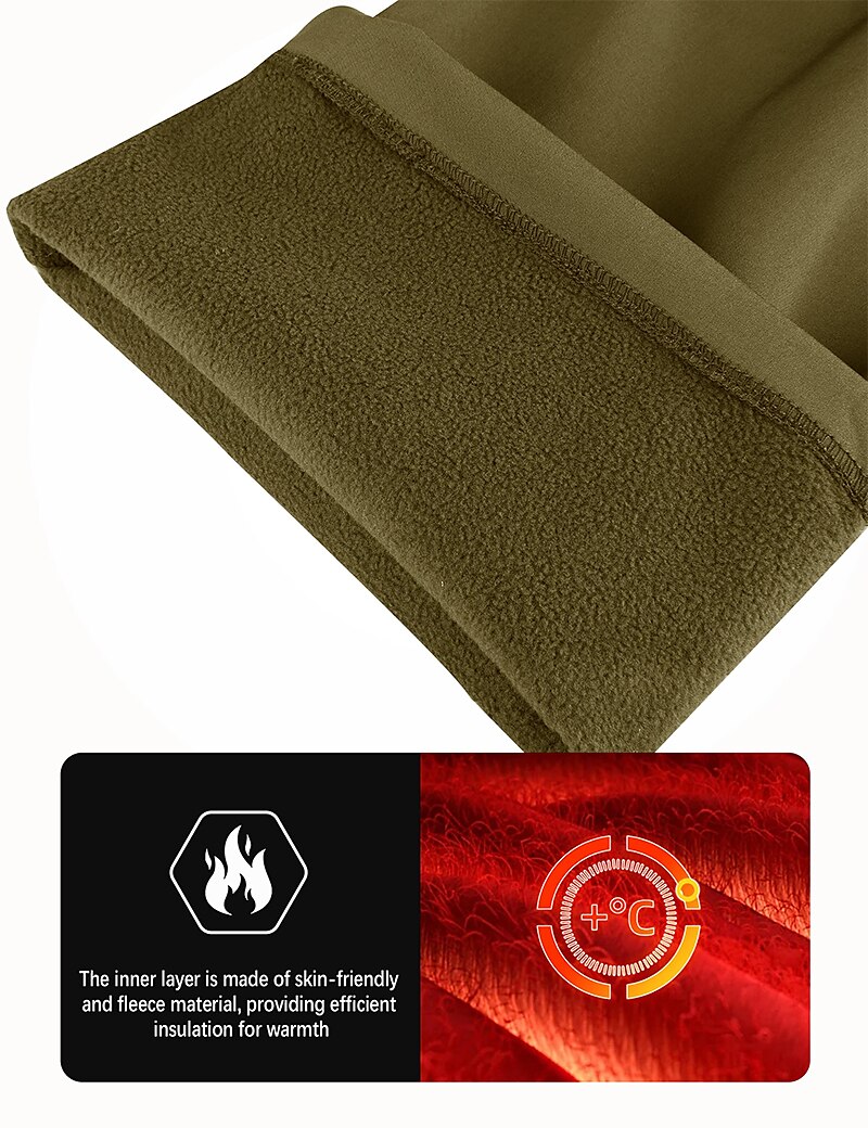 Men's Fleece Softshell Hiking Button Straight Leg Fleece Lined Plain Windproof Comfort Casual Daily Holiday Sports Fashion Cargo Pants