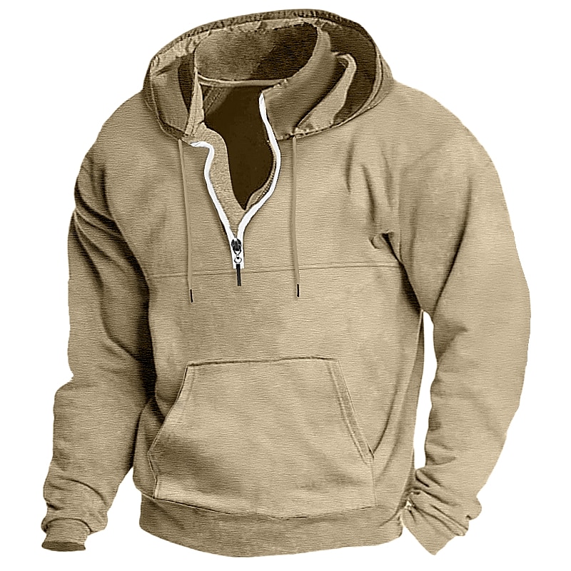 Men's Hoodie Quarter Zip Hoodie Tactical Hoodie Tactical Black Wine Navy Blue Dark Green Camel Hooded Plain Sports & Outdoor Daily Holiday Streetwear Cool Casual Spring &  Fall Clothing Apparel