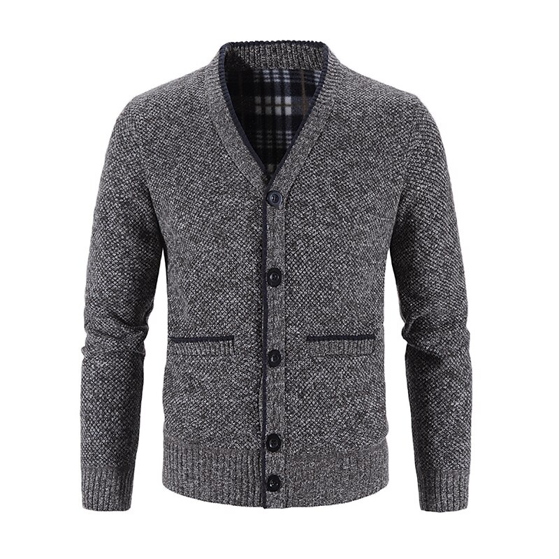 Men's Sweater Cardigan Fleece Sweater Knit Knitted Solid Color V Neck Stylish Daily Clothing Apparel Winter Red Blue S M L