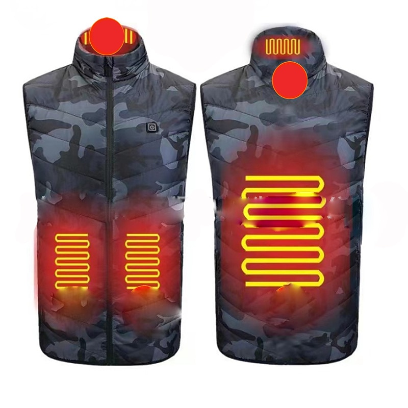 4/9 Heating Zones Vest Electric USB Heated Jacket by Graphene Men Women Warm Sportswear Coat For Camping Plus Size Snow Winter