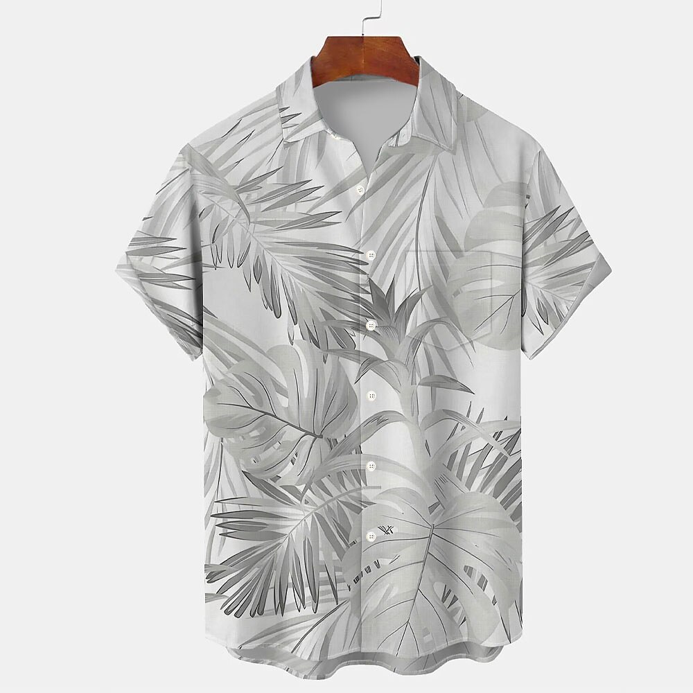 Men's Palm Leaf Casual Shirt Summer Hawaiian Shirt Aloha Shirt Short Sleeve Hawaiian Resort Vacation Casual Summer Spring Turndown Button Up White Pink Blue Green Beige