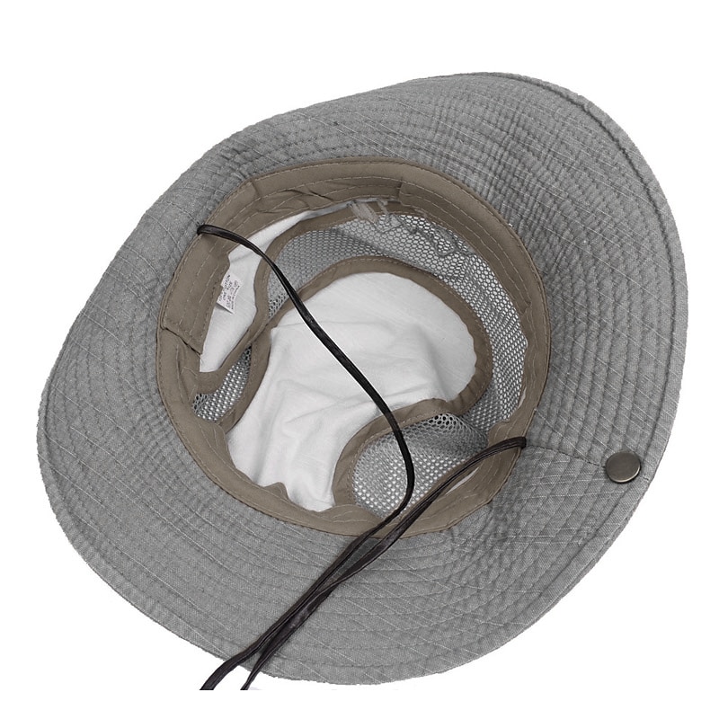 Men's Bucket Hat Sun Hat Fishing Hat Boonie hat Hiking Hat Black khaki Cotton Mesh Streetwear Stylish Casual Outdoor Daily Outdoor clothing Letter Embroidery UV Sun Protection Sunscreen Quick Dry