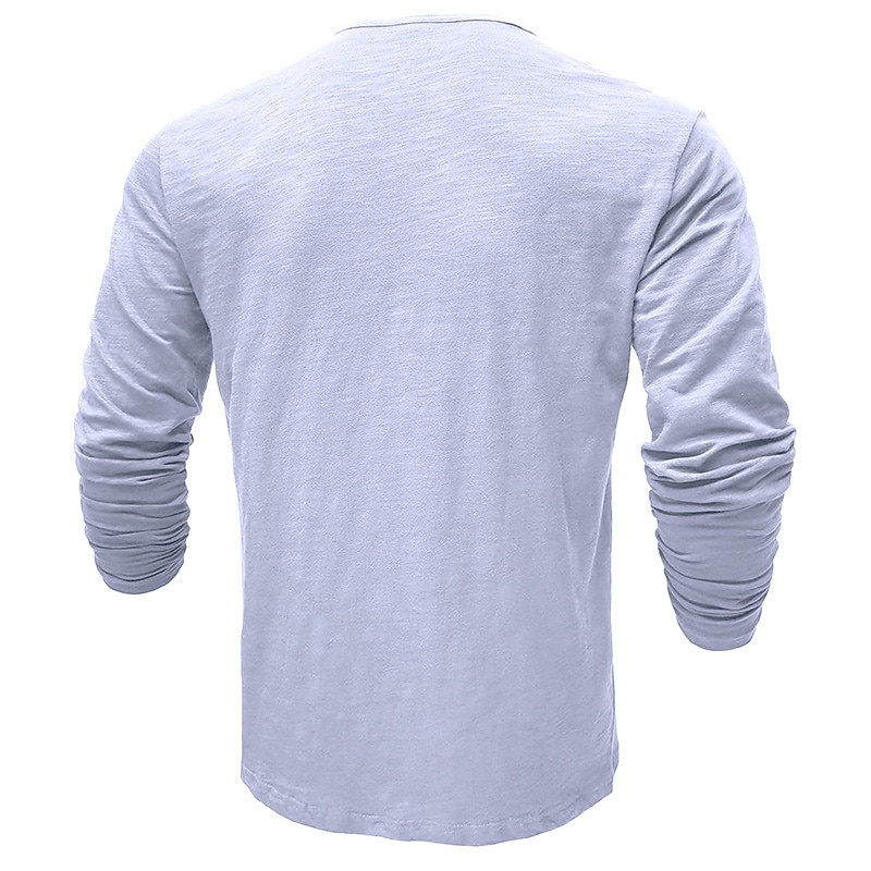 Men's Henley Long Sleeve Plain Street Vacation Long Sleeve Clothing Apparel Fashion Designer Basic T-shirt