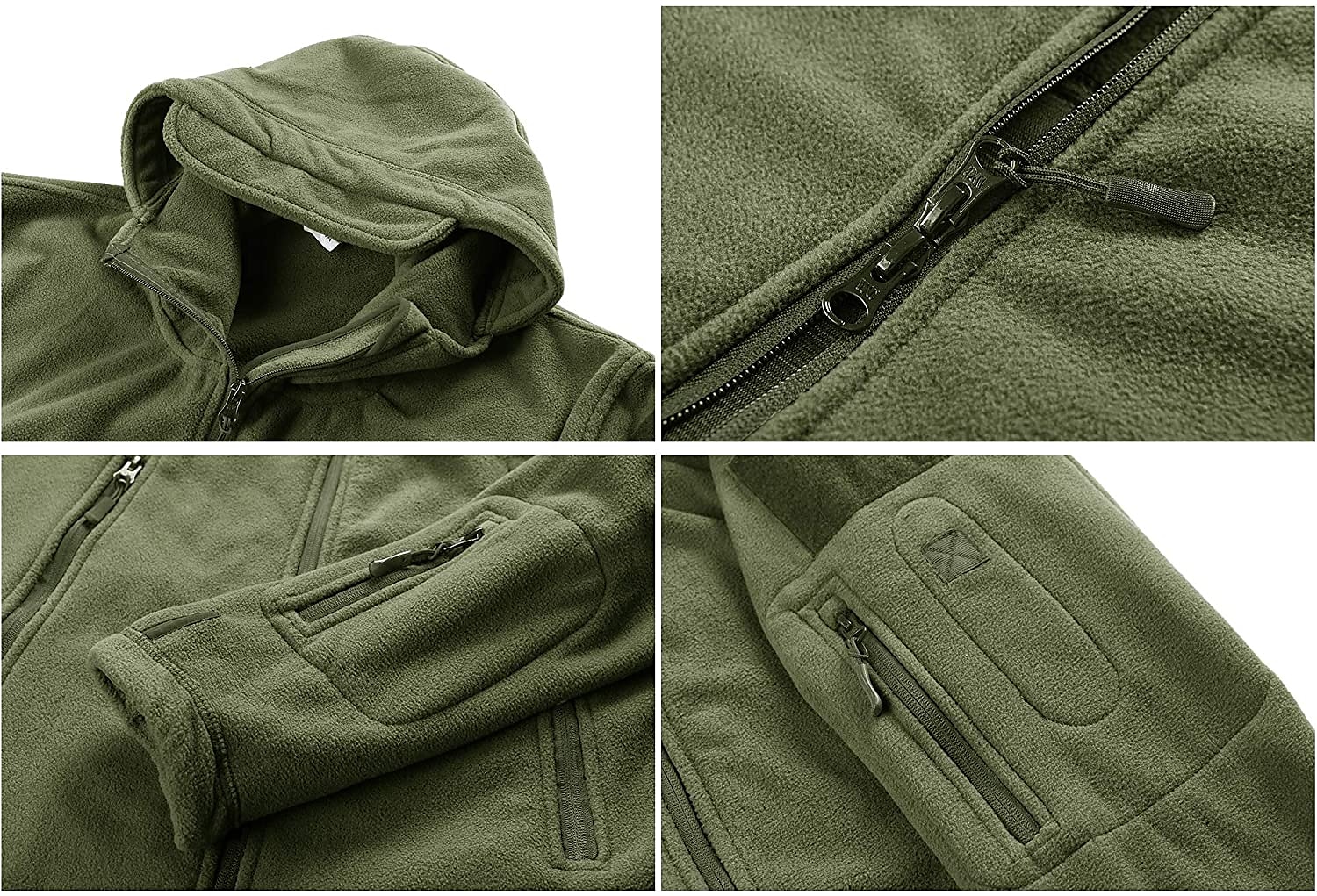 Men's Warm Military Tactical Jacket Sport Fleece Hooded Jacket Winter Adventure Jacket Coats Outdoor Windproof Multi Pockets Lightweight Full Zip Jacket Trench Coat Top Camping Hunting Fishing
