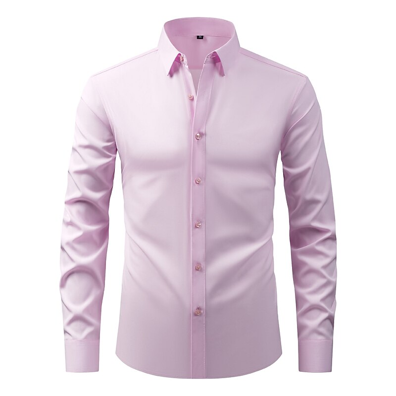 Men's Shirt Dress Shirt Non Iron Shirt Collared Shirt Button Up Shirt Plain Wedding Outdoor Black White Pink Wine Long Sleeve Turndown Summer Spring Clothing Apparel