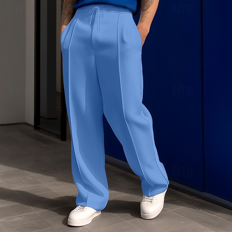 Men's Sweatpants Wide Leg Sweatpants Trousers Pocket Drawstring Elastic Waist Plain Comfort Sports Outdoor Daily Fashion Casual ArmyGreen Black Micro-elastic