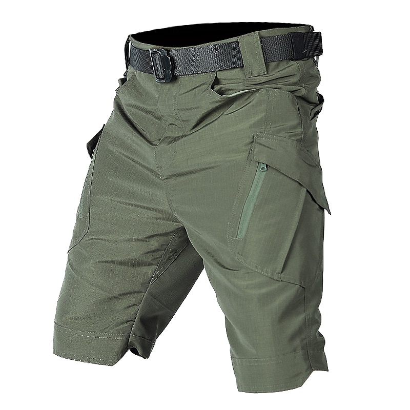 Men's Tactical Shorts Cargo Shorts Shorts Hiking Shorts Buttons Multi Pocket Plain Waterproof Wearable Knee Length Outdoor Camping & Hiking Military Athletic Black Green