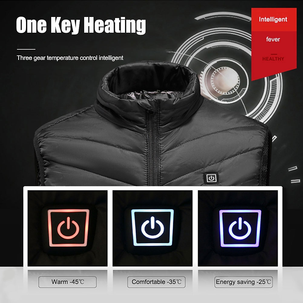 4/9 Heating Zones Vest Electric USB Heated Jacket by Graphene Men Women Warm Sportswear Coat For Camping Plus Size Snow Winter