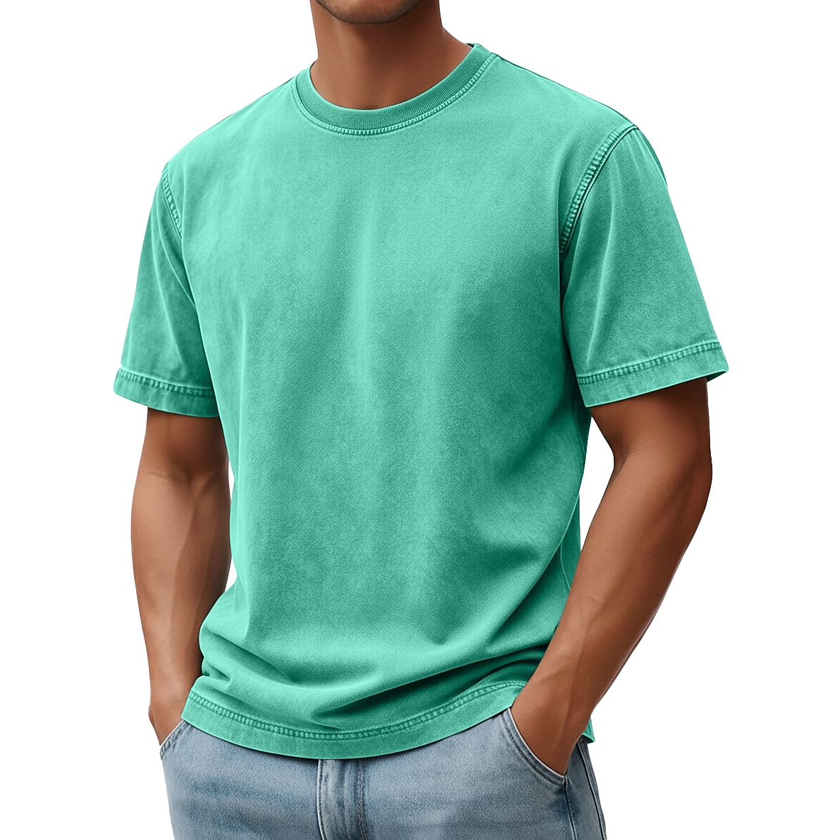 Men's T Shirt 100% Cotton Acid Wash Shirt Tee Top Short Sleeve Crew Neck Summer Spring Fall Plain Retro Vintage Casual Vintage Style Distressed Casual Blue Black Pink Top Tee for Men