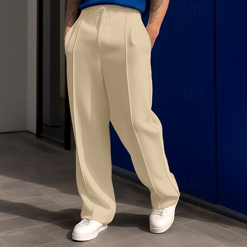 Men's Sweatpants Wide Leg Sweatpants Trousers Pocket Drawstring Elastic Waist Plain Comfort Sports Outdoor Daily Fashion Casual ArmyGreen Black Micro-elastic