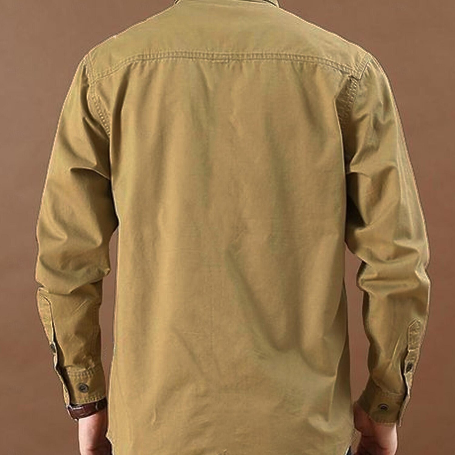 Men's Solid Color Cowboy Work Shirt Western Shirt Cargo Shirt Long Sleeve Casual Tactical Sports & Outdoor Going out Winter Spring &  Fall Turndown Print Army Green Khaki