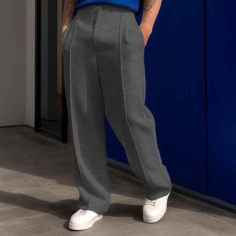 Men's Sweatpants Wide Leg Sweatpants Trousers Pocket Drawstring Elastic Waist Plain Comfort Sports Outdoor Daily Fashion Casual ArmyGreen Black Micro-elastic