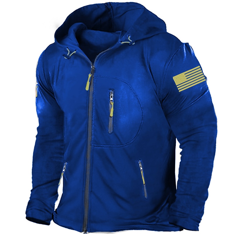 Men's Full Zip Sweat Hooded Plain Sports & Outdoor Sports Streetwear Hot Stamping Basic Casual Fall Winter Clothing Apparel Hoodie