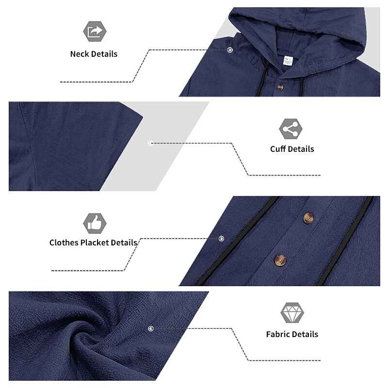 Men's T-shirt Suits Shirt and Pant Sets 2 Pieces Outfits Short Sleeve Hooded Summer Spring Plain Fashion Casual Drawstring 2 Piece Buttons Vacation Daily Wear Going out Black White Yellow Top Tee for