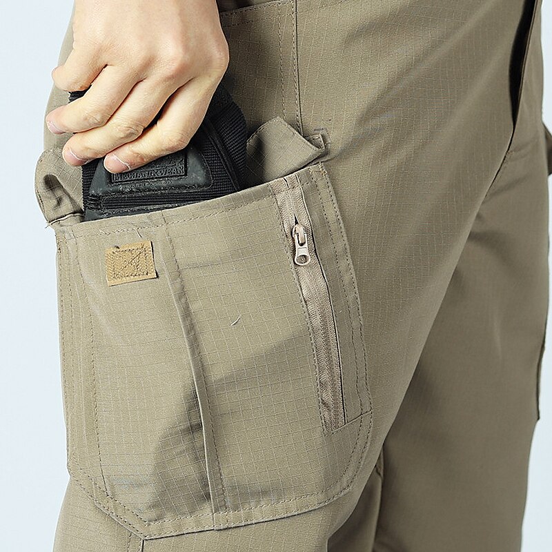 Men's Tactical Shorts Cargo Shorts Shorts Hiking Shorts Buttons Multi Pocket Plain Waterproof Wearable Knee Length Outdoor Camping & Hiking Military Athletic Black Green