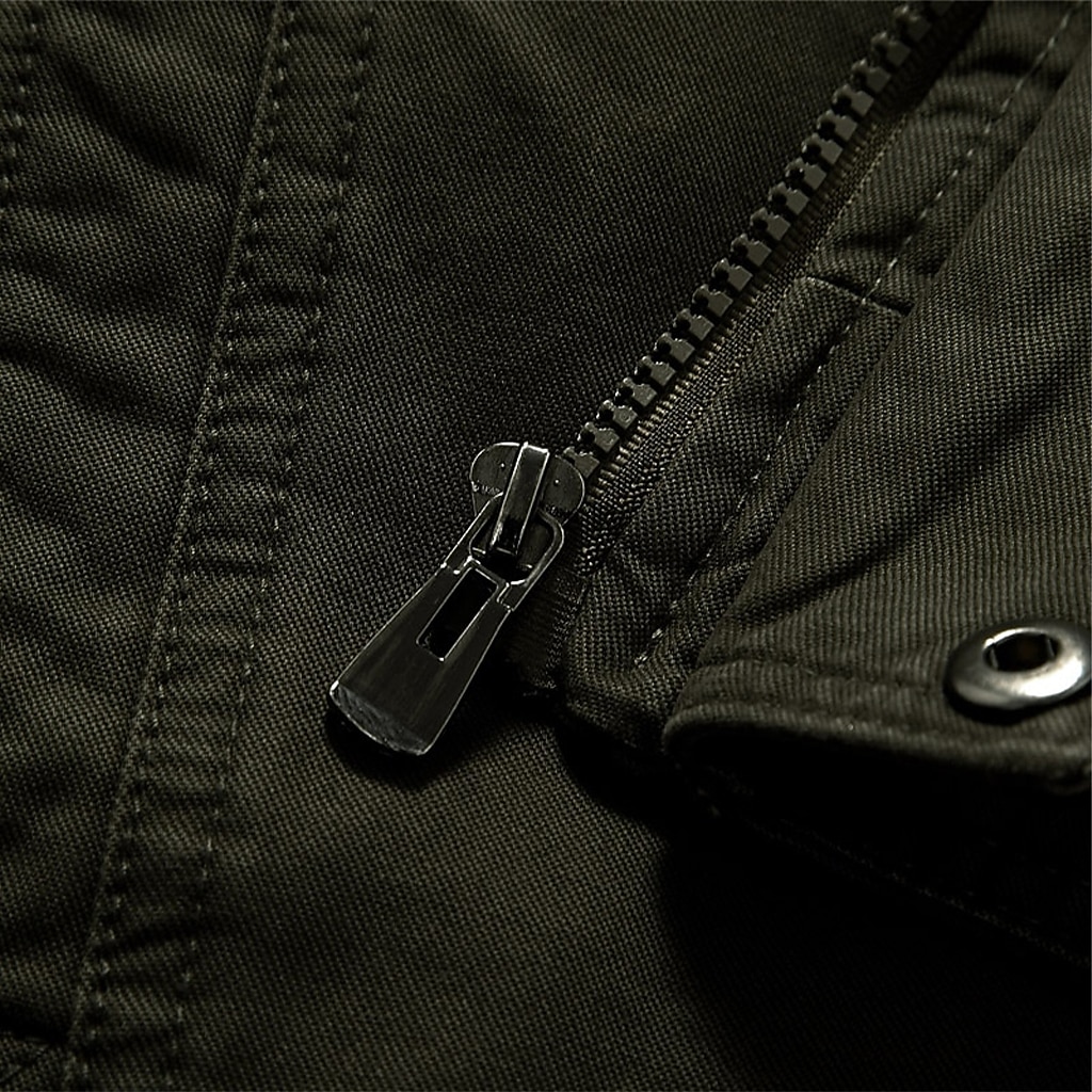 Men's Bomber Jacket Varsity Jacket Tactical Jacket Casual Wearable Multi Pocket Spring Fall Winter Cargo Military Style Stand Collar Regular Cotton Black Khaki Army Green Jacket