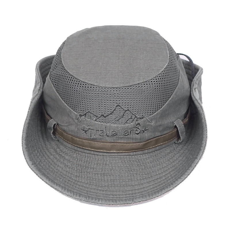 Men's Bucket Hat Sun Hat Fishing Hat Boonie hat Hiking Hat Black khaki Cotton Mesh Streetwear Stylish Casual Outdoor Daily Outdoor clothing Letter Embroidery UV Sun Protection Sunscreen Quick Dry
